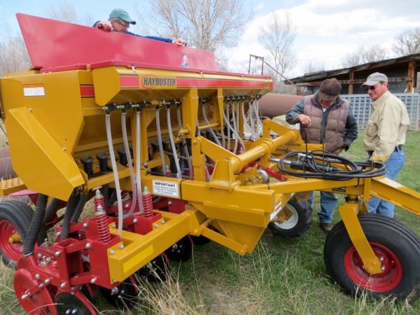 FWP officials show PF members their new grass no-till drill